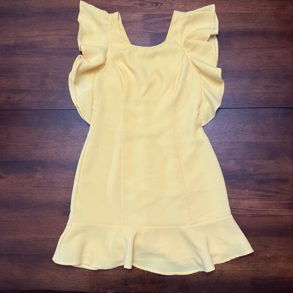 BCBGeneration Ruffle Sleeve Yellow Mini Dress - Picture 13 of 13